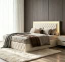 NMCXXO Polsterbett Beige mit LED und Bettkasten Bild 2