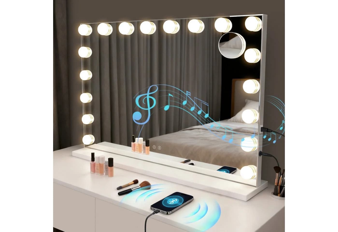 ZMH Hollywood Kosmetikspiegel mit LED-Beleuchtung und Bluetooth - Bild 2