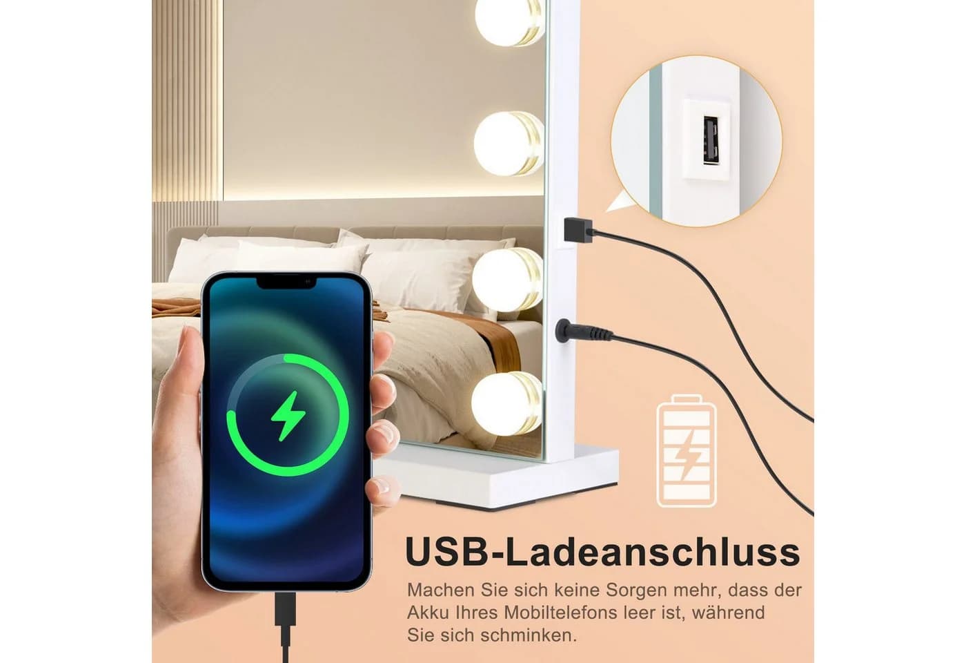 ZMH Hollywood Kosmetikspiegel mit LED-Beleuchtung und Bluetooth - Bild 5