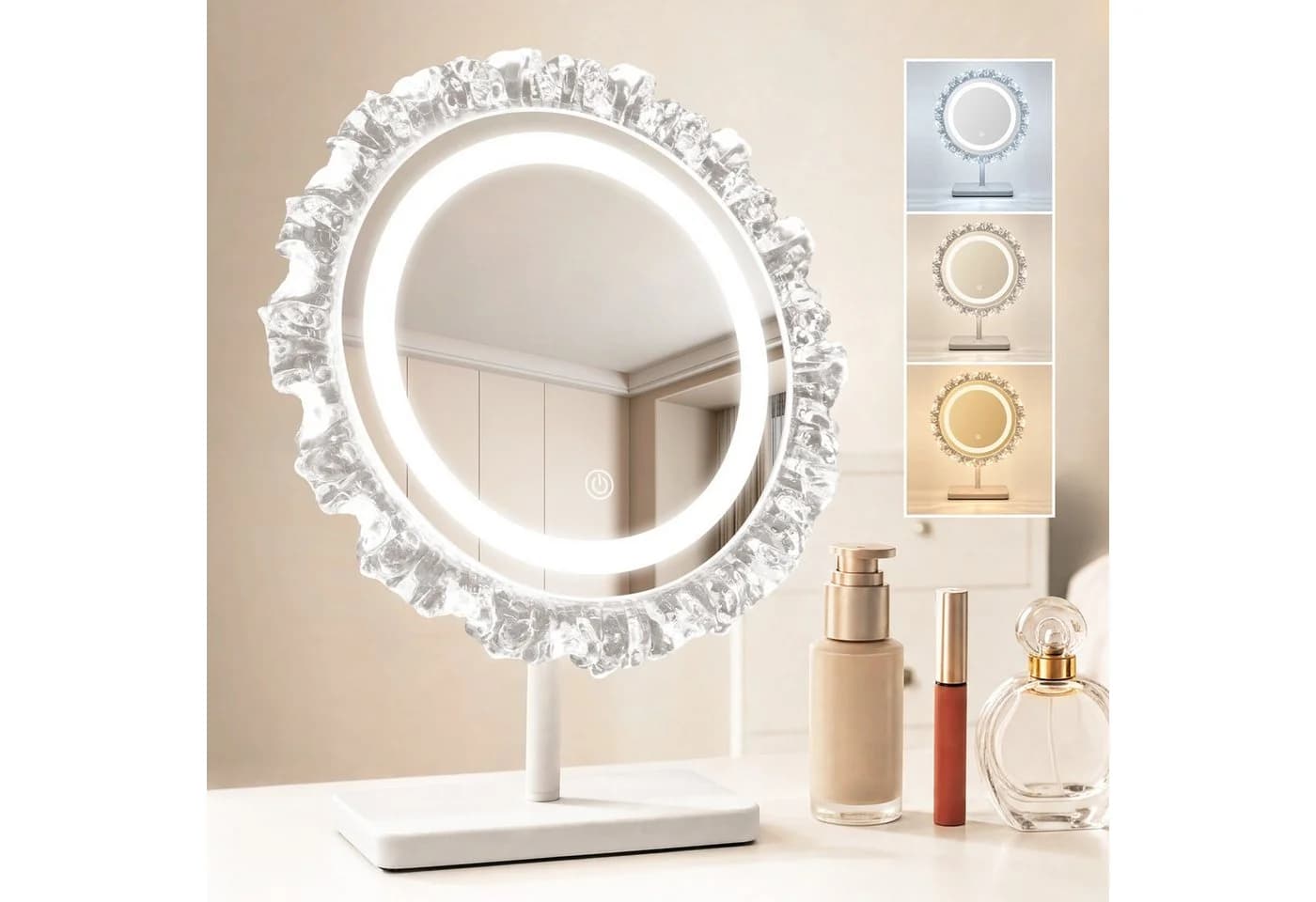 ZMH LED Schminkspiegel rund 30cm mit Touch-Steuerung & Memory-Funktion - Bild 2