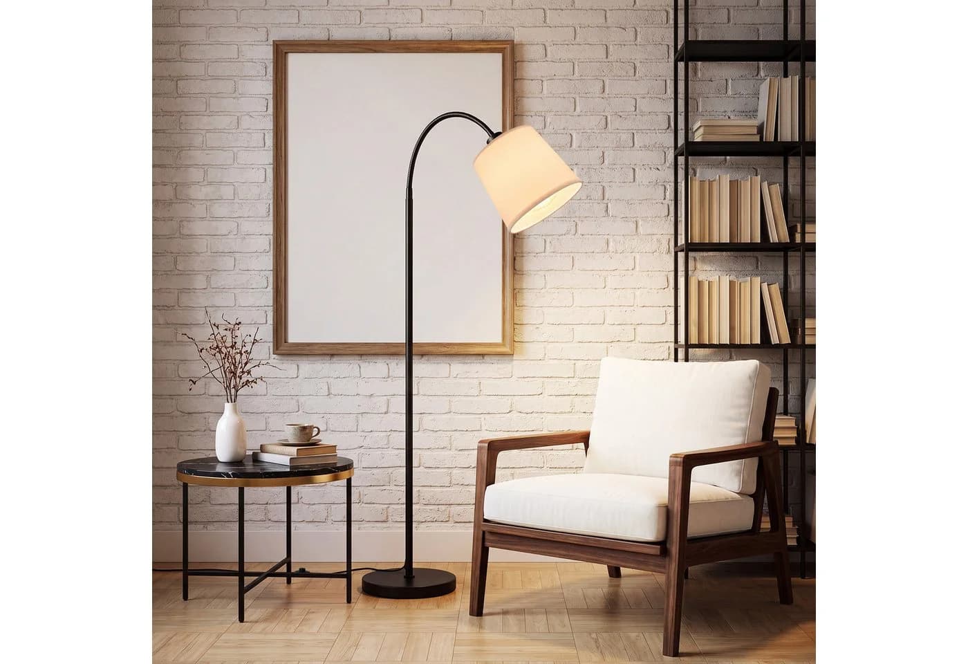 ZMH Stehlampe Modern E27 360° drehbar mattschwarz/beige - Bild 2