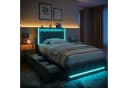 PXloue Polsterbett LED mit USB-Anschluss und Stauraum Grau Bild 2
