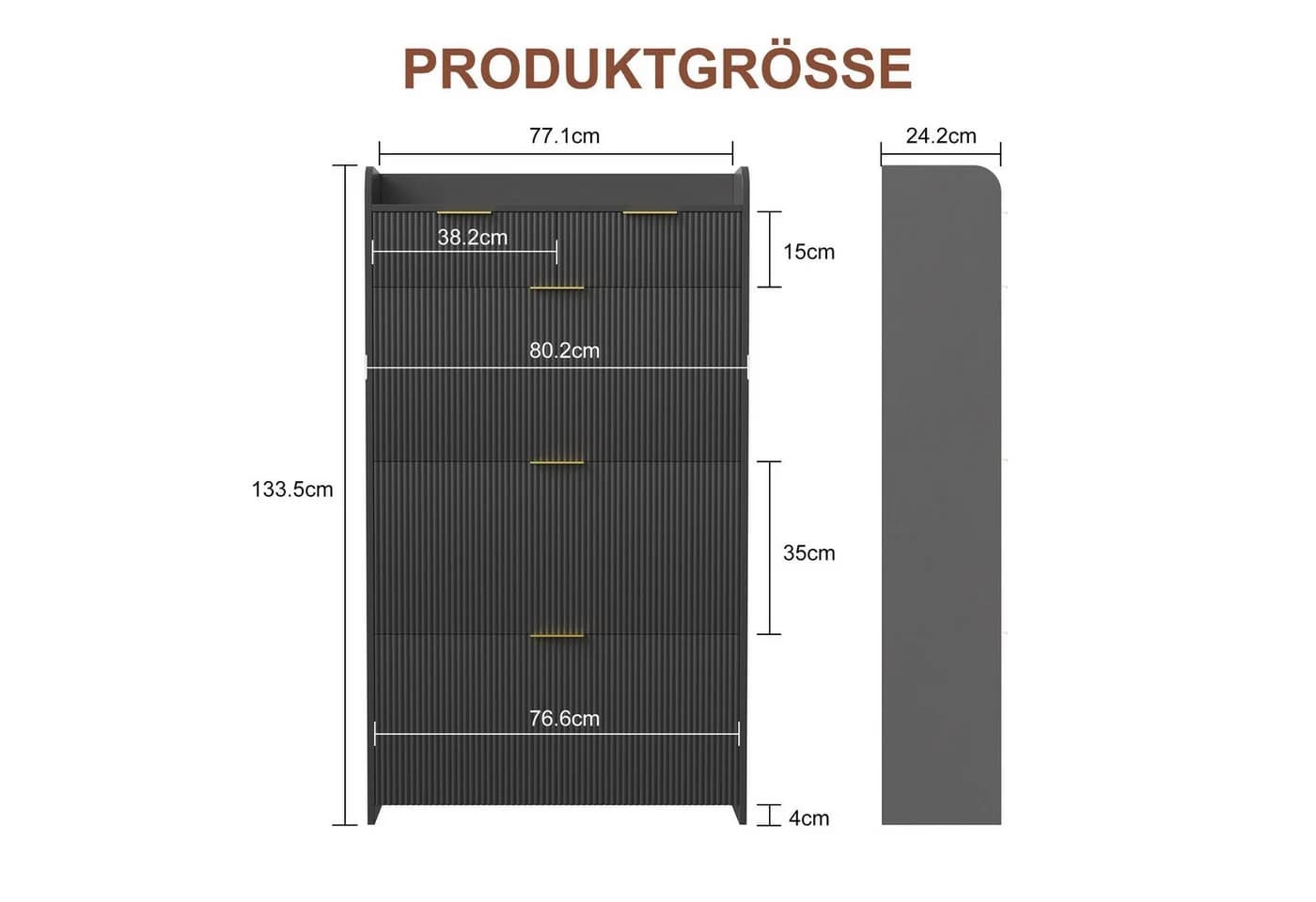 Furnishings Home Schuhschrank Schwarz 3 Klappen 2 Schubladen - Bild 4