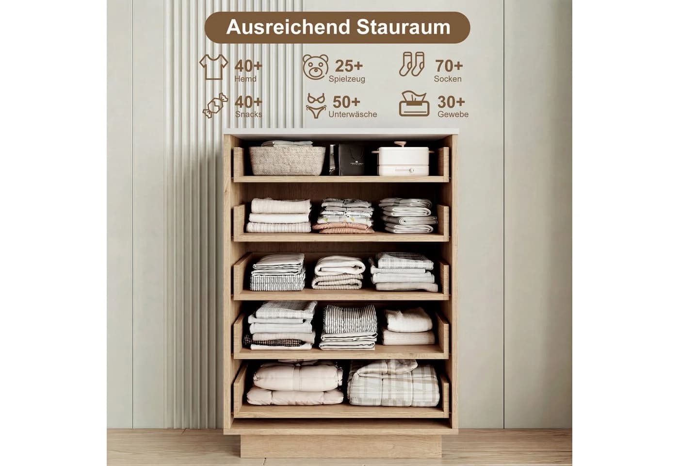 Furnishings Home Kommode mit 5 Schubladen und LED-Beleuchtung