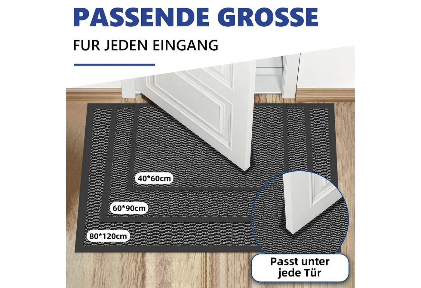 SunJas Fußmatte Grau Rutschfest Polyester