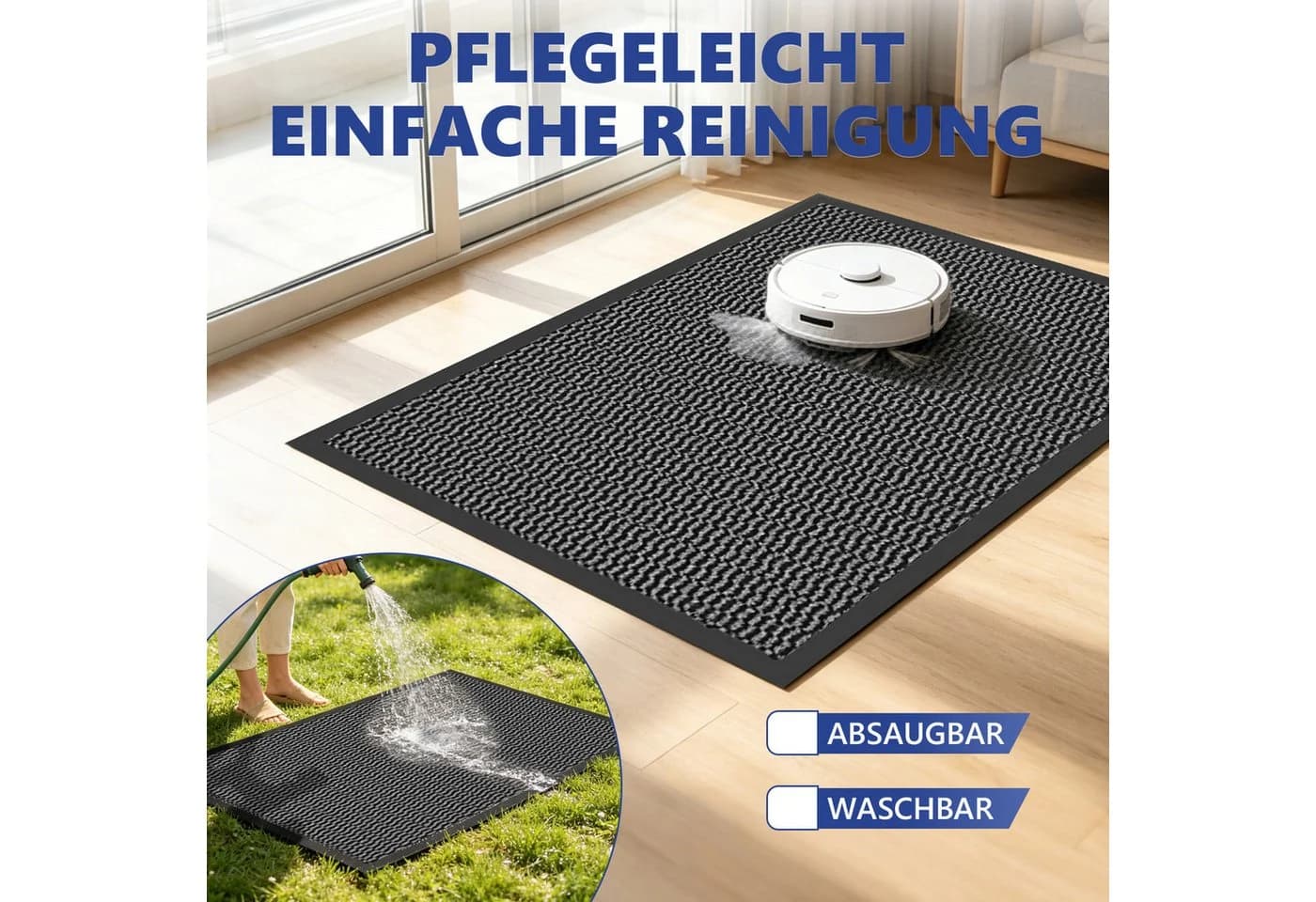 SunJas Fußmatte Grau Rutschfest Polyester - Bild 4