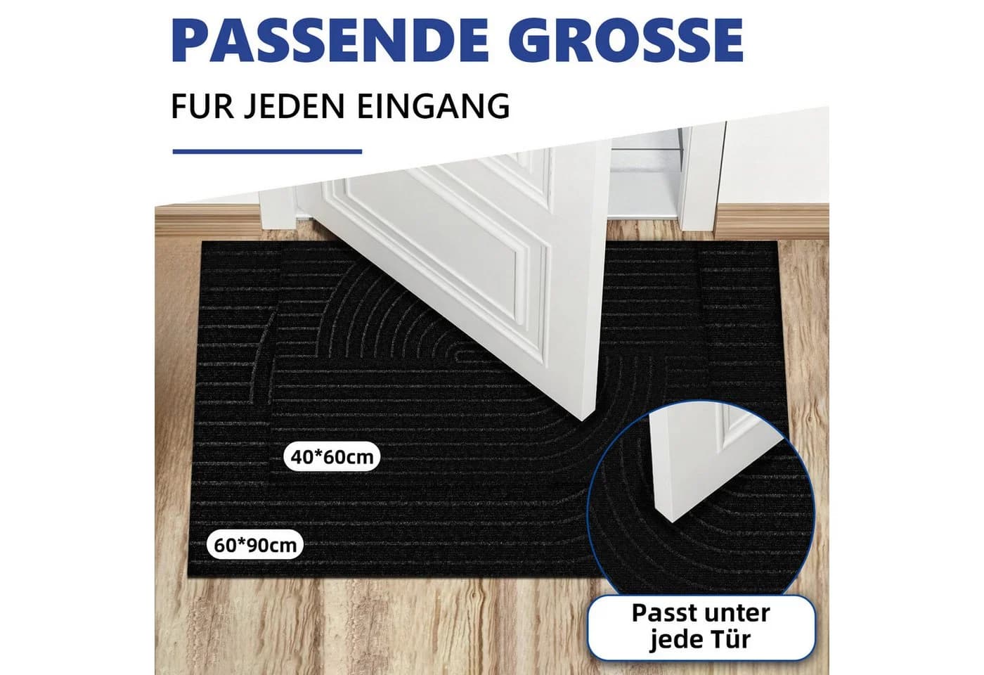 SunJas Rutschfeste Fußmatte Schwarz/Braun Schmutzfangmatte