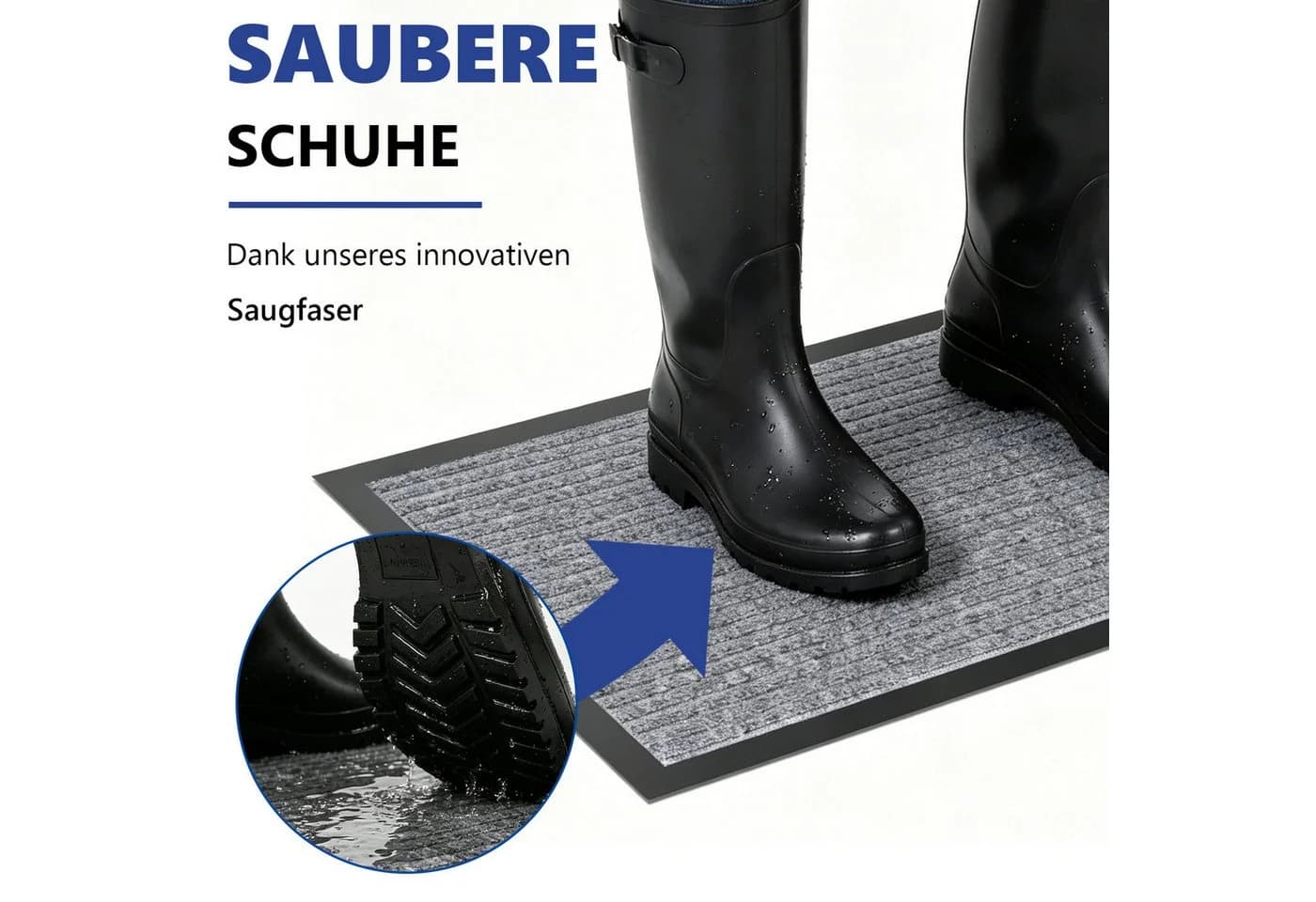 SunJas Fußmatte rutschfest Grau Schwarz Rot Innen Außen - Bild 3