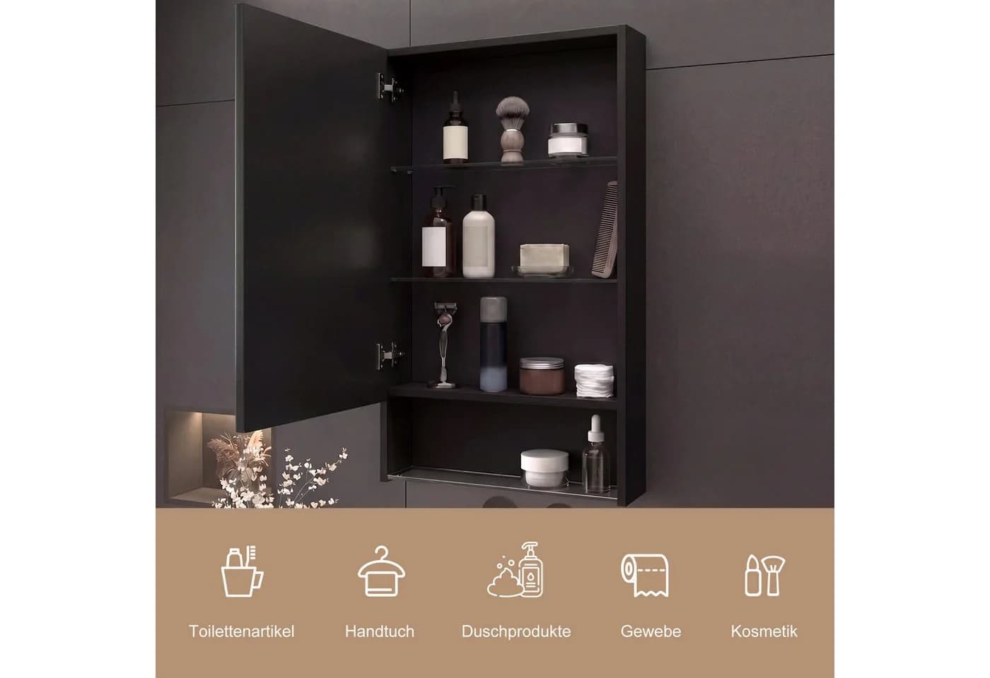 Gdood Badezimmerspiegelschrank mit LED-Beleuchtung & Touchschalter - Bild 3