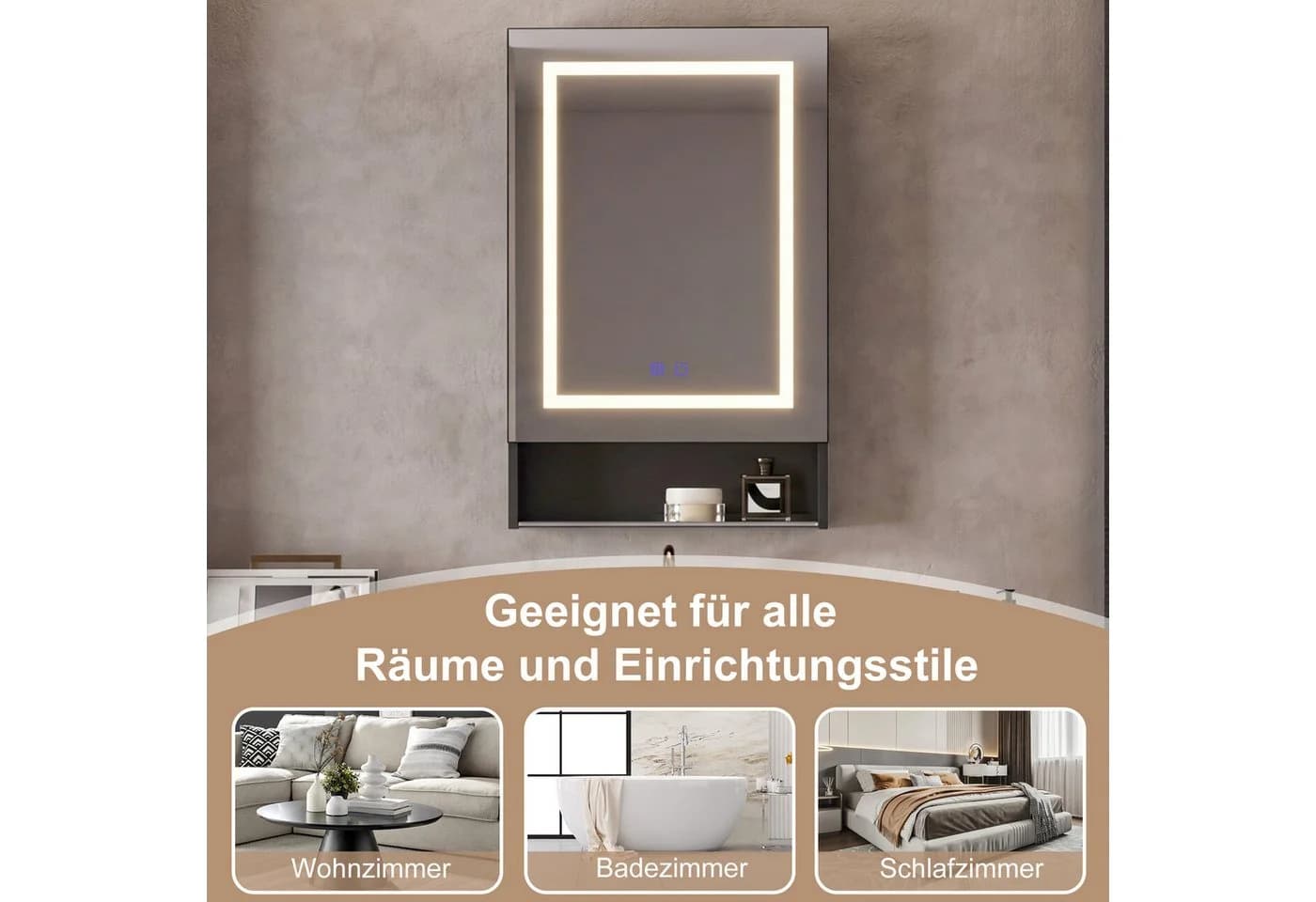 Gdood Badezimmerspiegelschrank mit LED-Beleuchtung & Touchschalter - Bild 4