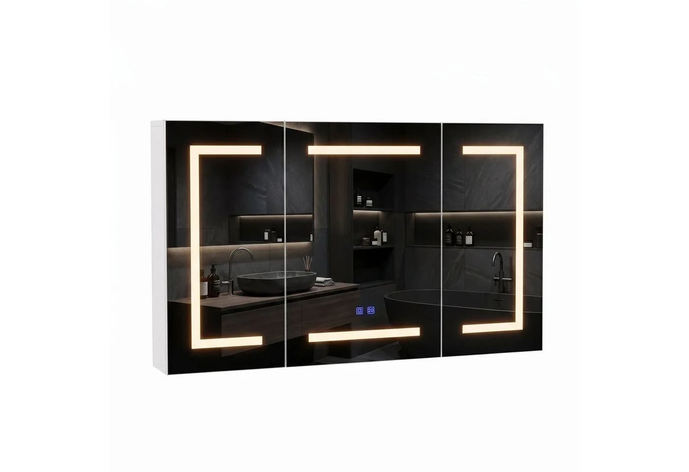 Gdood Badezimmerspiegelschrank mit LED, Touchschalter & Steckdosen - Bild 2