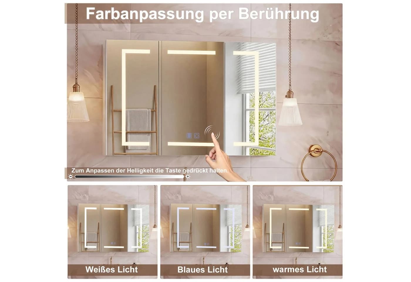 Gdood Badezimmerspiegelschrank mit LED, Touchschalter & Steckdosen - Bild 3