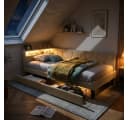 PXloue Polsterbett mit LED, Samt, Ausziehbett beige Bild 2