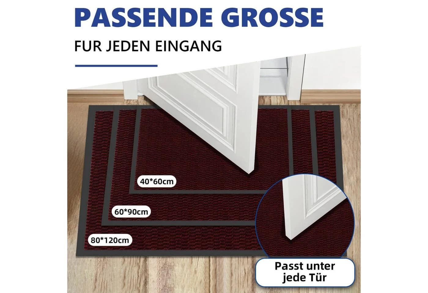 SunJas Fußmatte rutschfest Polyester modern rot/grau/schwarz
