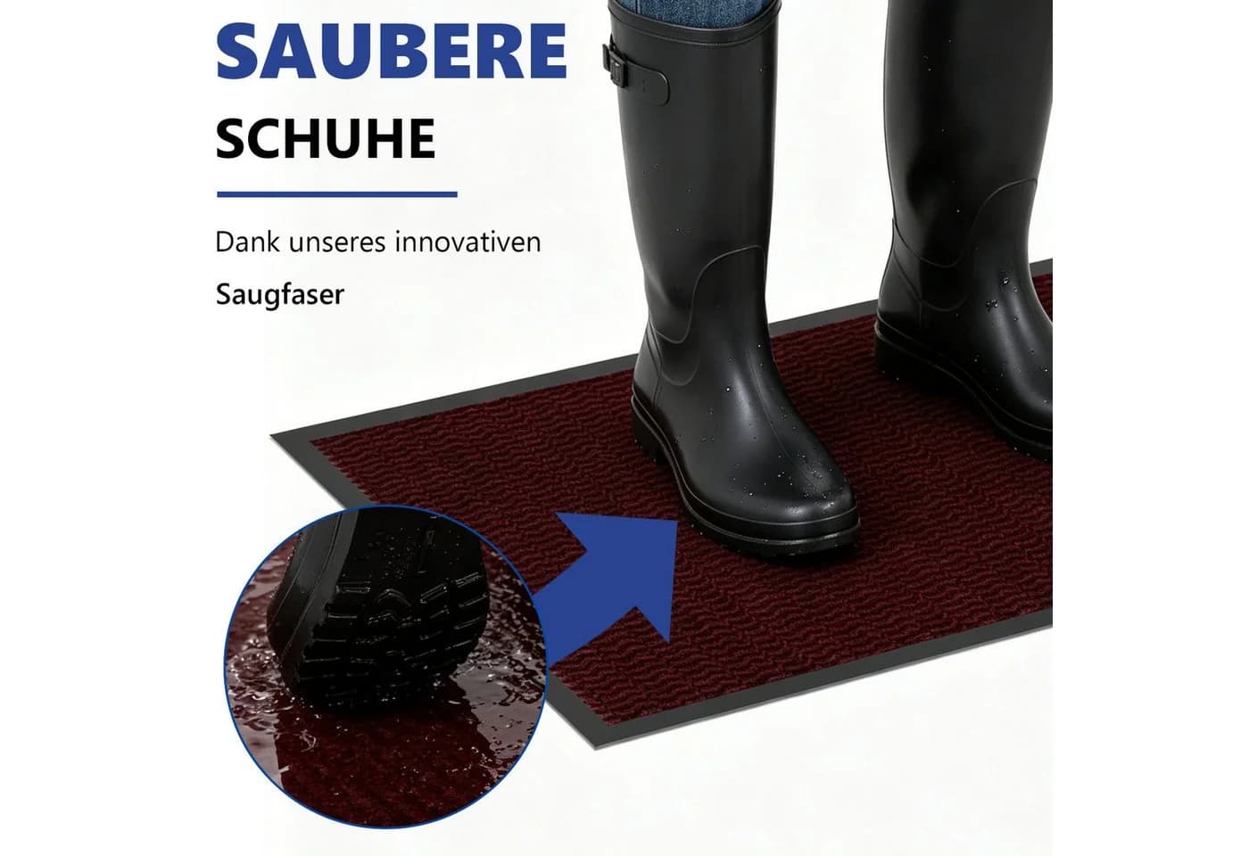 SunJas Fußmatte rutschfest Polyester modern rot/grau/schwarz - Bild 3