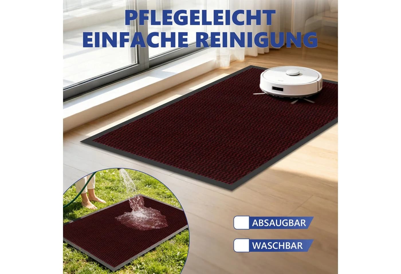 SunJas Fußmatte rutschfest Polyester modern rot/grau/schwarz - Bild 4