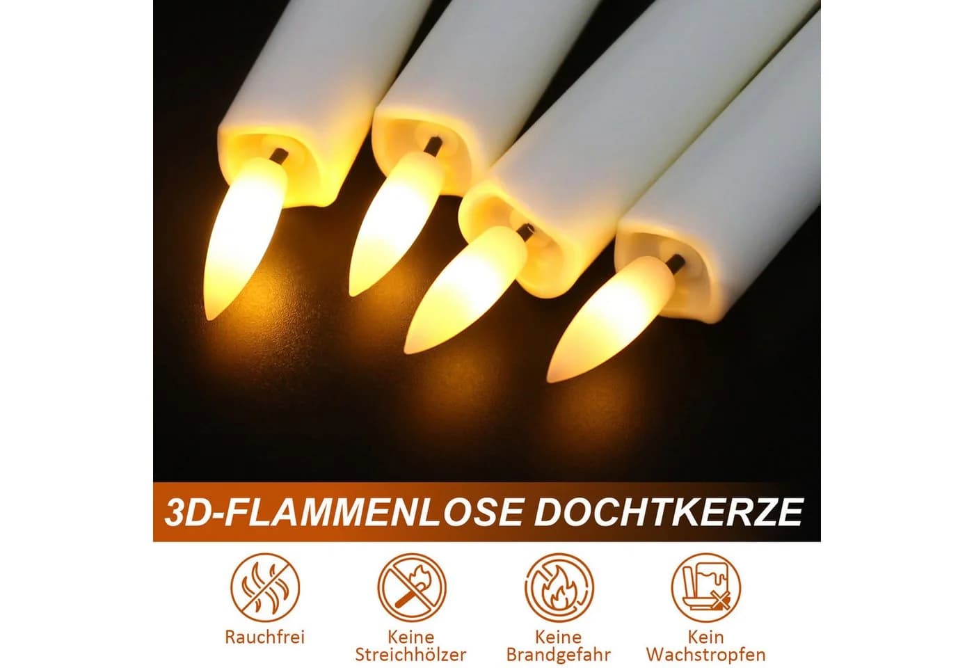 OZAVO LED-Stabkerzen 6/12er Pack mit Fernbedienung & Timer, Dimmbar, Warmweiß - Bild 4