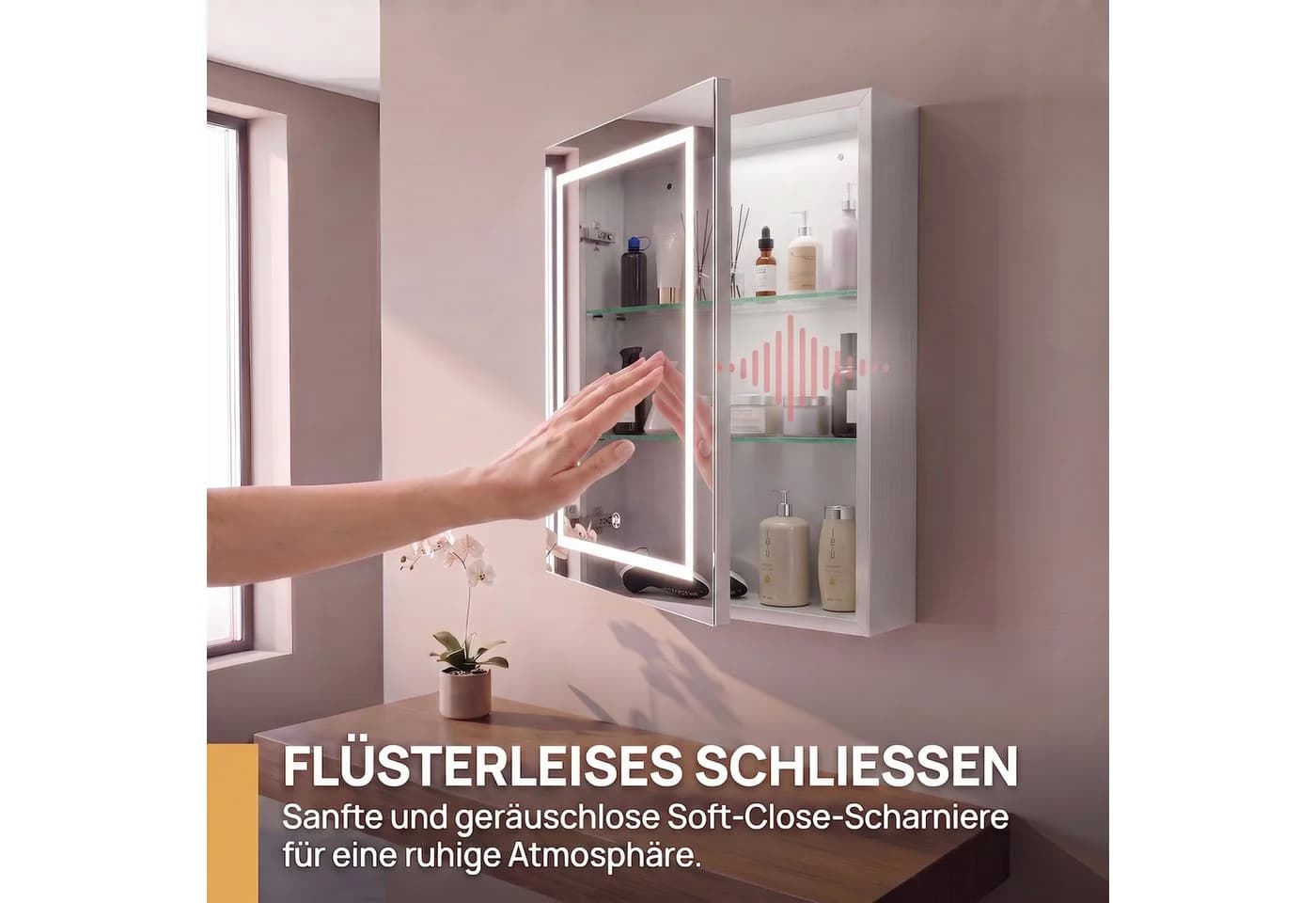 Gdood Badezimmerspiegelschrank Doppeltür mit LED & Touchschalter Weiß