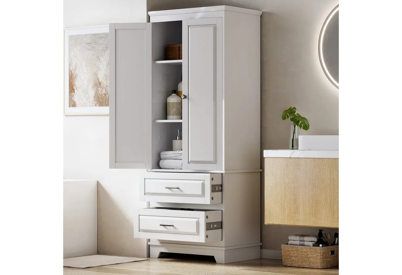 Furnishings Home Kleiderschrank Weiß 2 Türen 2 Schubladen