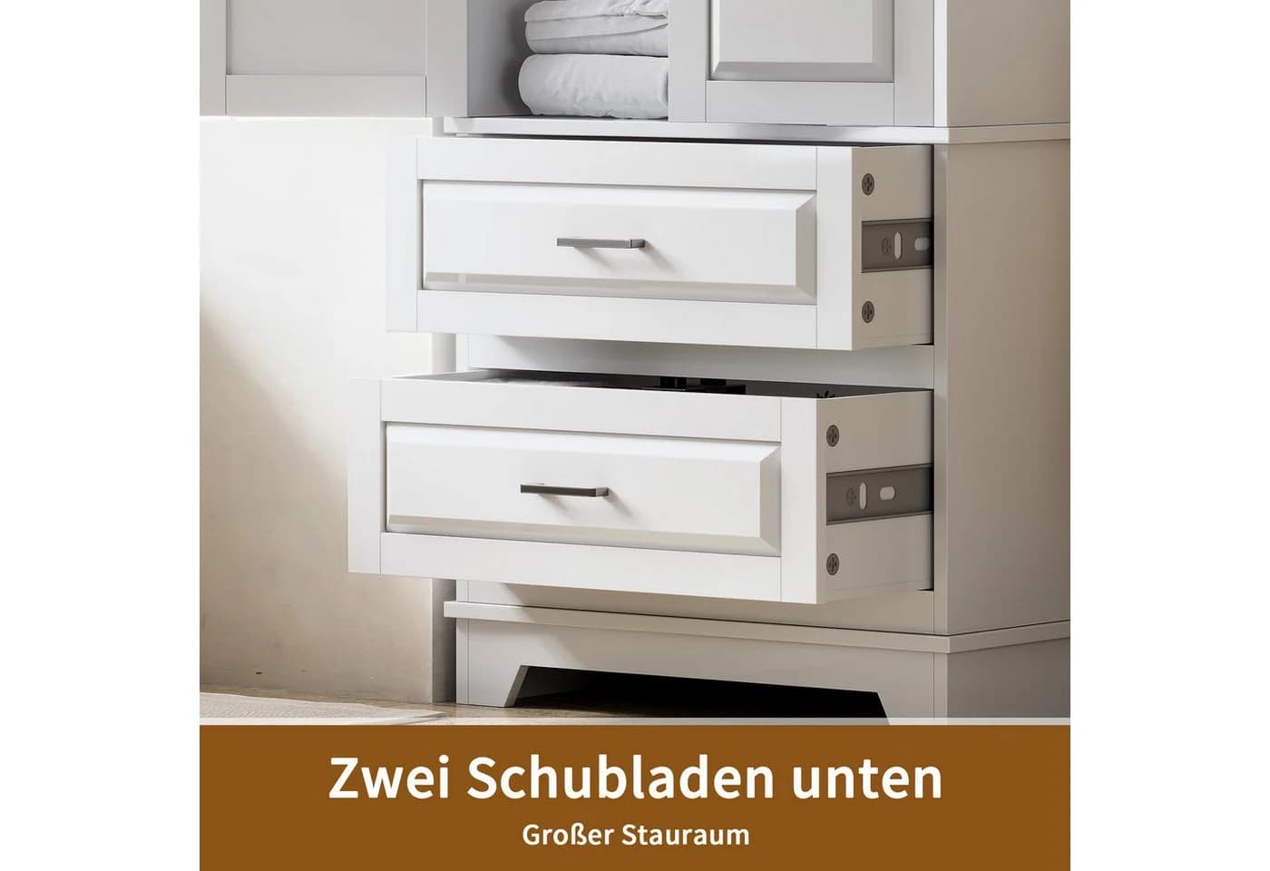 Furnishings Home Kleiderschrank Weiß 2 Türen 2 Schubladen - Bild 5