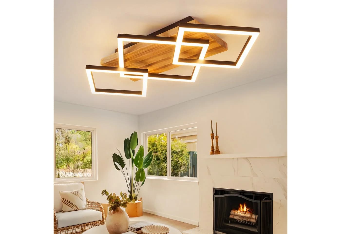 ZMH LED Deckenleuchte Dimmbar Schwarz/Braun Drehbar - Bild 2