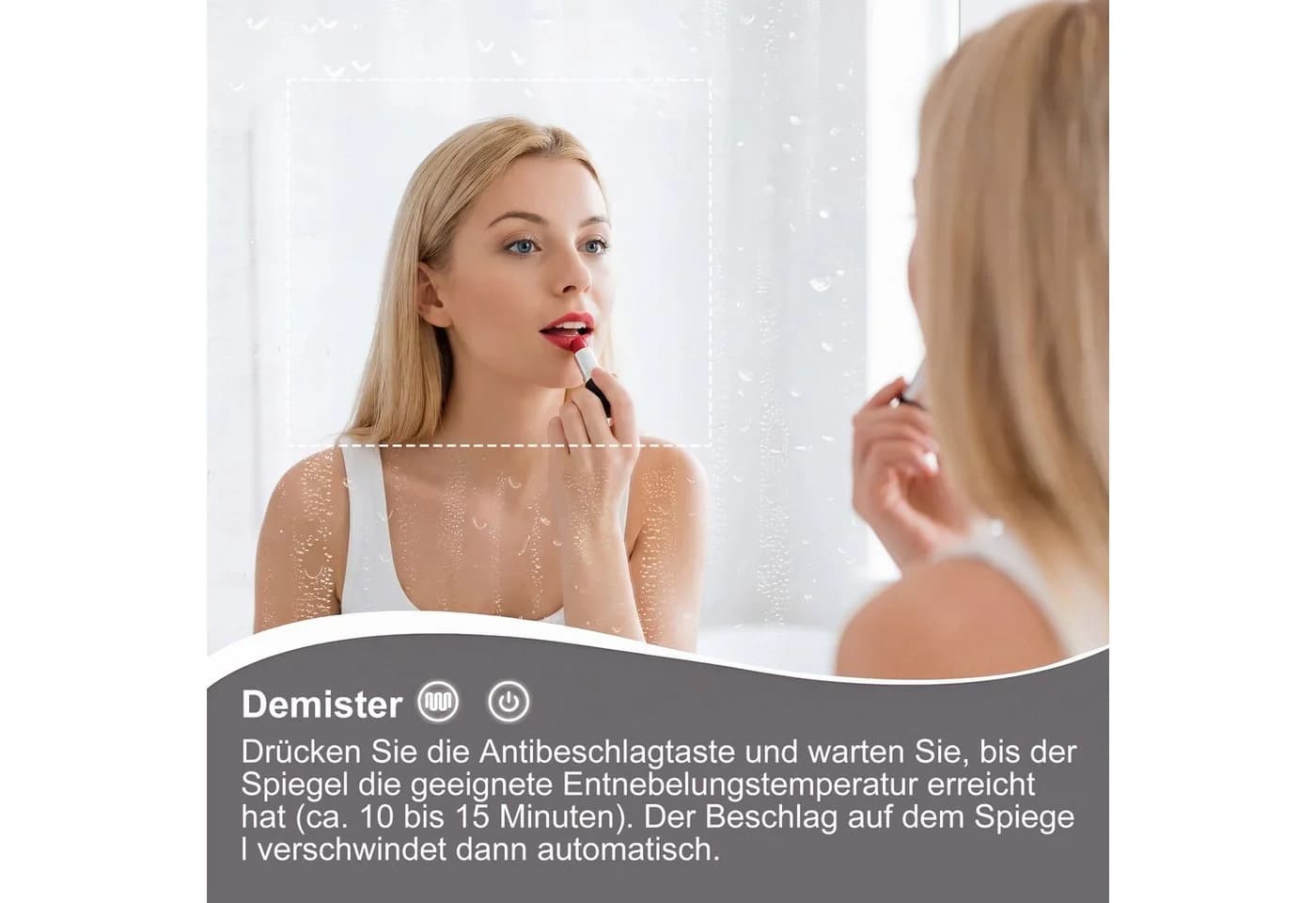 PXloue Badezimmerspiegelschrank mit LED-Beleuchtung & Touchschalter - Bild 4