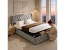 Simurq Polsterbett Chesterfield Grau Leinen Bettkasten Bild 1
