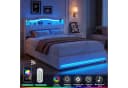 Simurq Polsterbett 160x200cm LED USB Stauraum Samt Grau Beige Bild 5