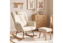 Simurq Schaukelstuhl mit Hocker Beige Teddy-Stoff gepolstert Bild 2