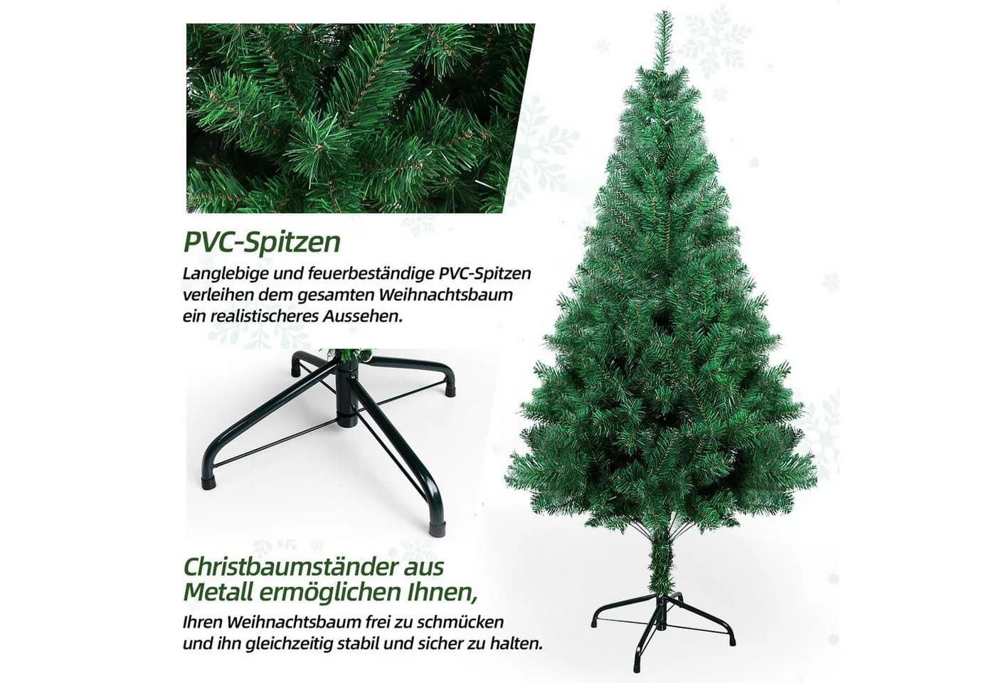 SunJas Künstlicher Weihnachtsbaum Grün mit Metallständer
