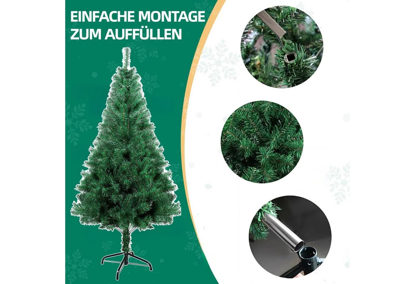 SunJas Künstlicher Weihnachtsbaum Grün mit Metallständer - Bild 3