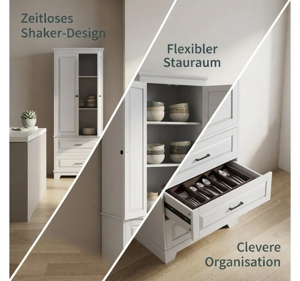 PXloue Kleiderschrank Schiebetür Weiß 2 Türen 2 Schubladen - Bild 4