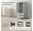 PXloue Kleiderschrank Schiebetür Weiß 2 Türen 2 Schubladen Bild 5