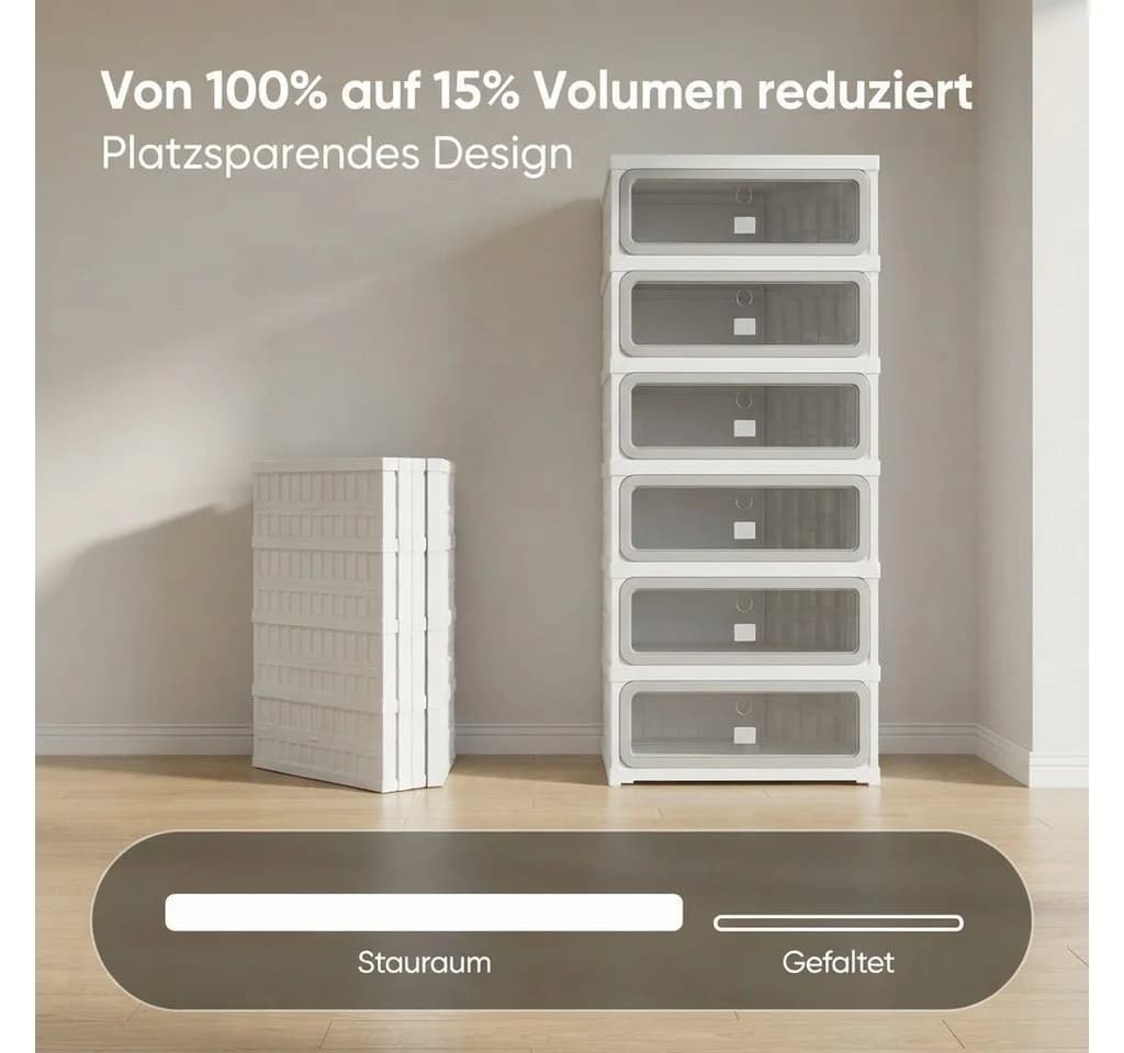 PXloue Schuhschrank Weiß Klappbar 6 Fächer Kunststoff - Bild 5