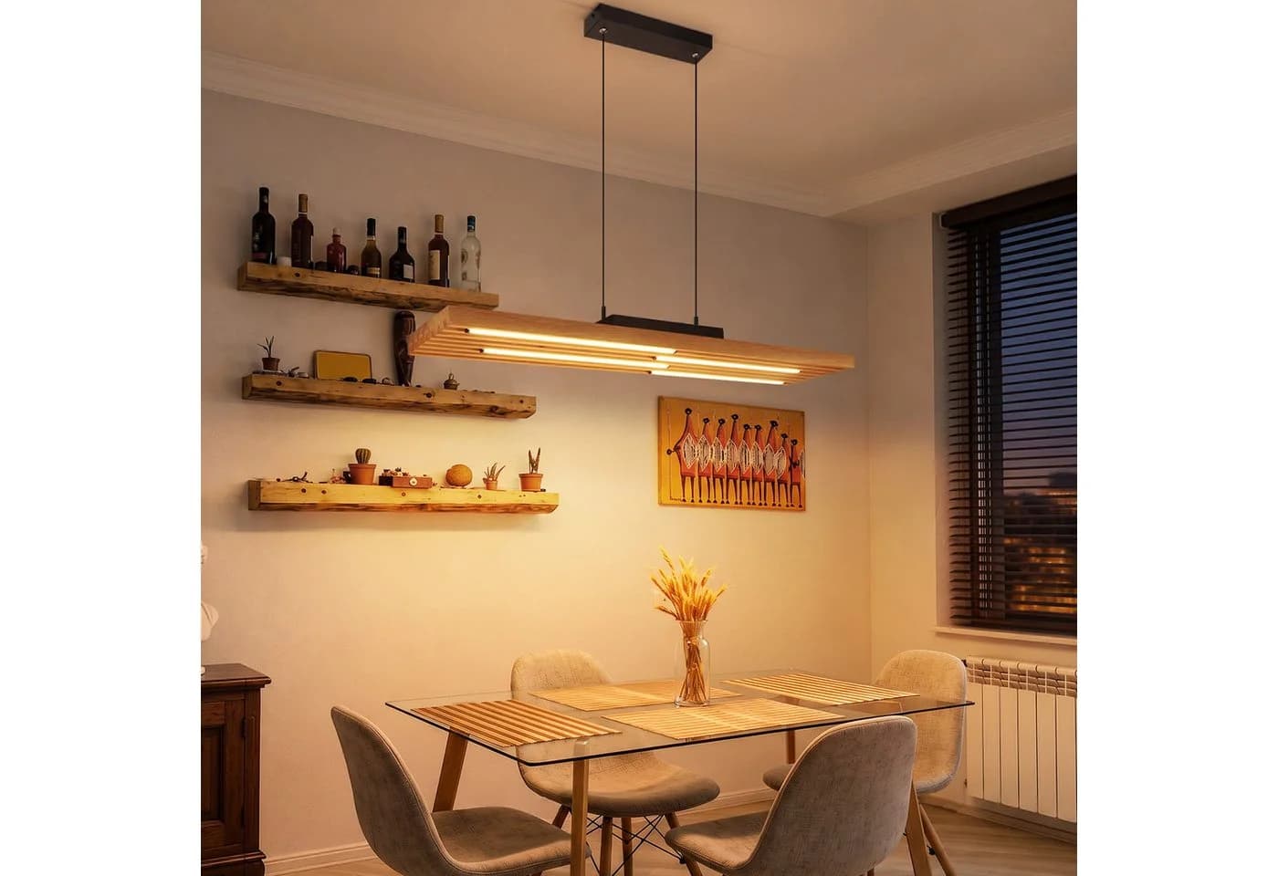 ZMH LED Pendelleuchte Modernes Holz 33W Dimmbar Fernbedienung - Bild 3