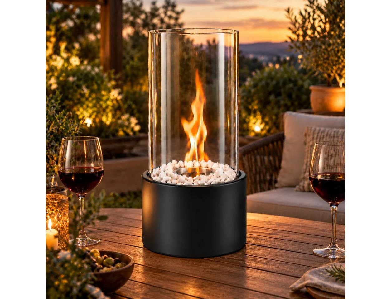 ZMH Tischkamin Ethanol Glas Edelstahl Indoor Outdoor Dekokamin Set - Bild 2