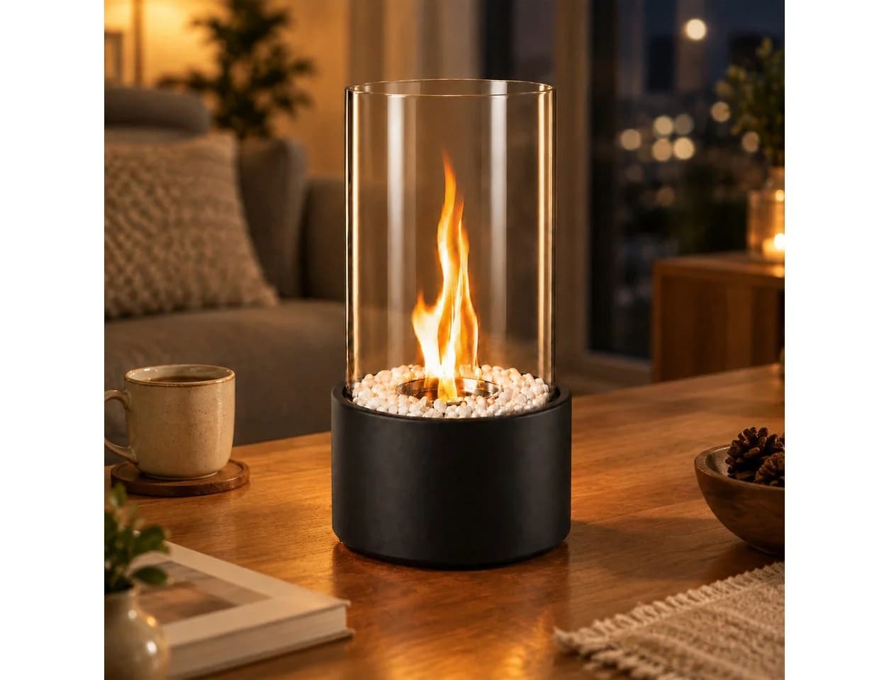 ZMH Tischkamin Ethanol Glas Edelstahl Indoor Outdoor Dekokamin Set - Bild 4
