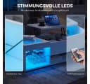 PXloue LED-Couchtisch Höhenverstellbar mit Stauraum Hochglanz Weiß Bild 3