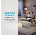 PXloue LED-Couchtisch Höhenverstellbar mit Stauraum Hochglanz Weiß Bild 4