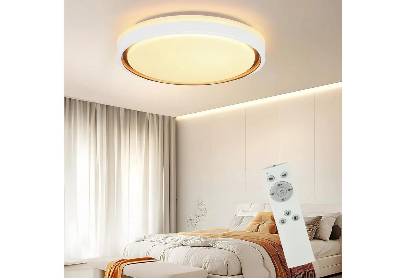 ZMH LED Deckenleuchte Weiß Rund Dimmbar mit Fernbedienung - Bild 2