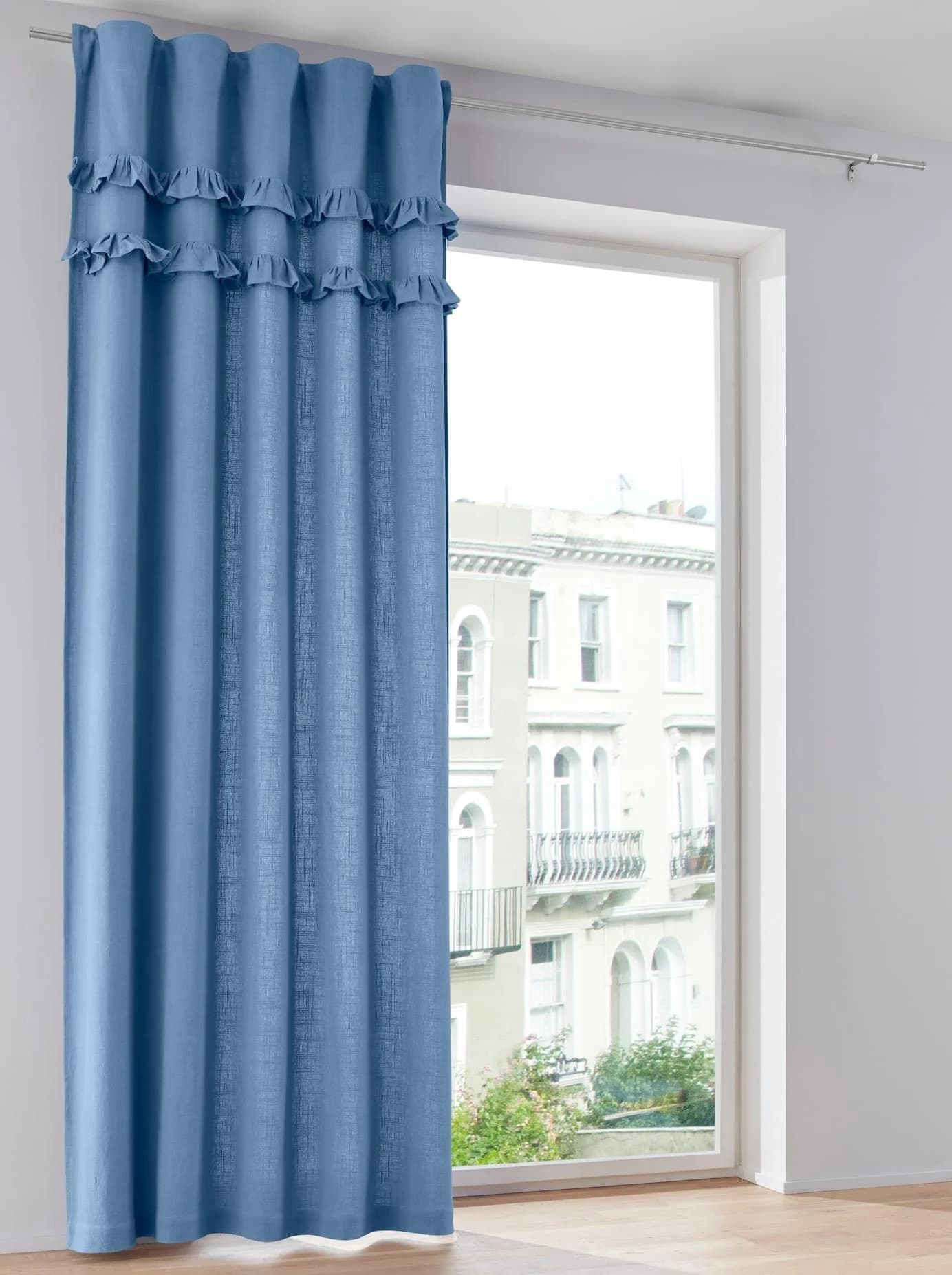 HEINE HOME Vorhang Jeansblau Leinen-Optik Multifunktionsband