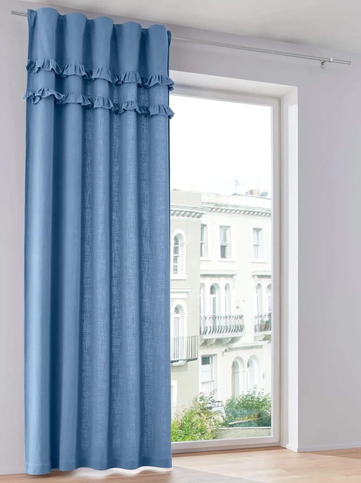 HEINE HOME Vorhang jeansblau mit Volant und Ösen