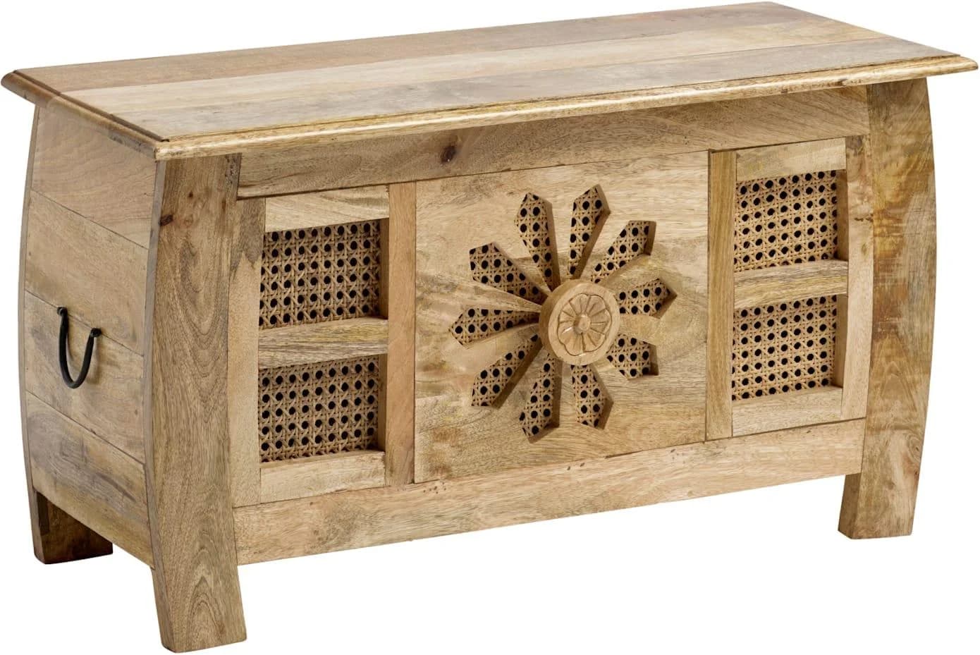 Truhenbank Mangoholz Rattan