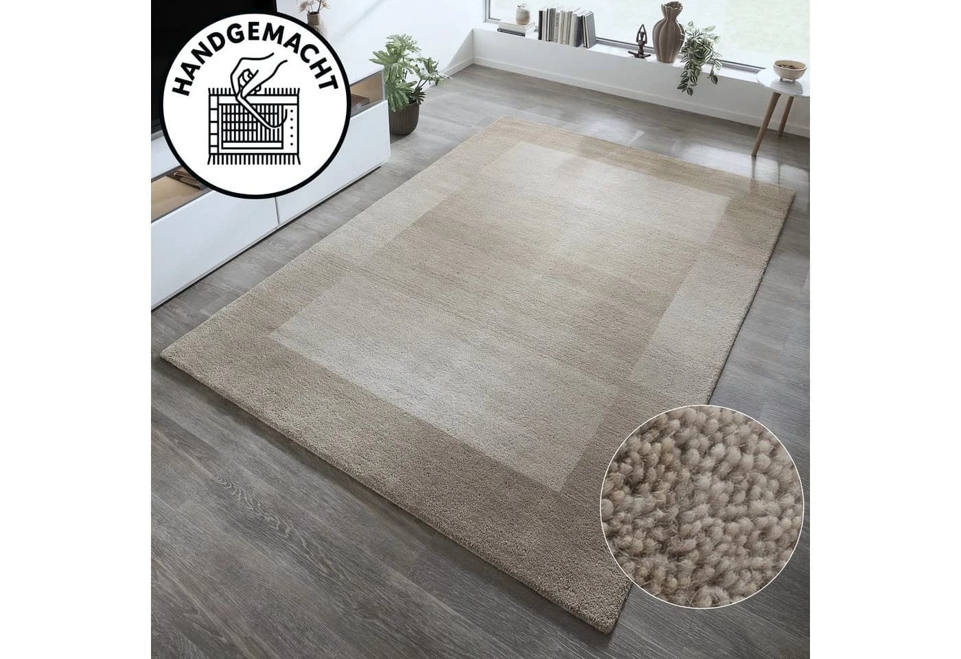 THEKO Gabbeh Super Wollteppich Handgewebt Beige Meliert - Bild 2