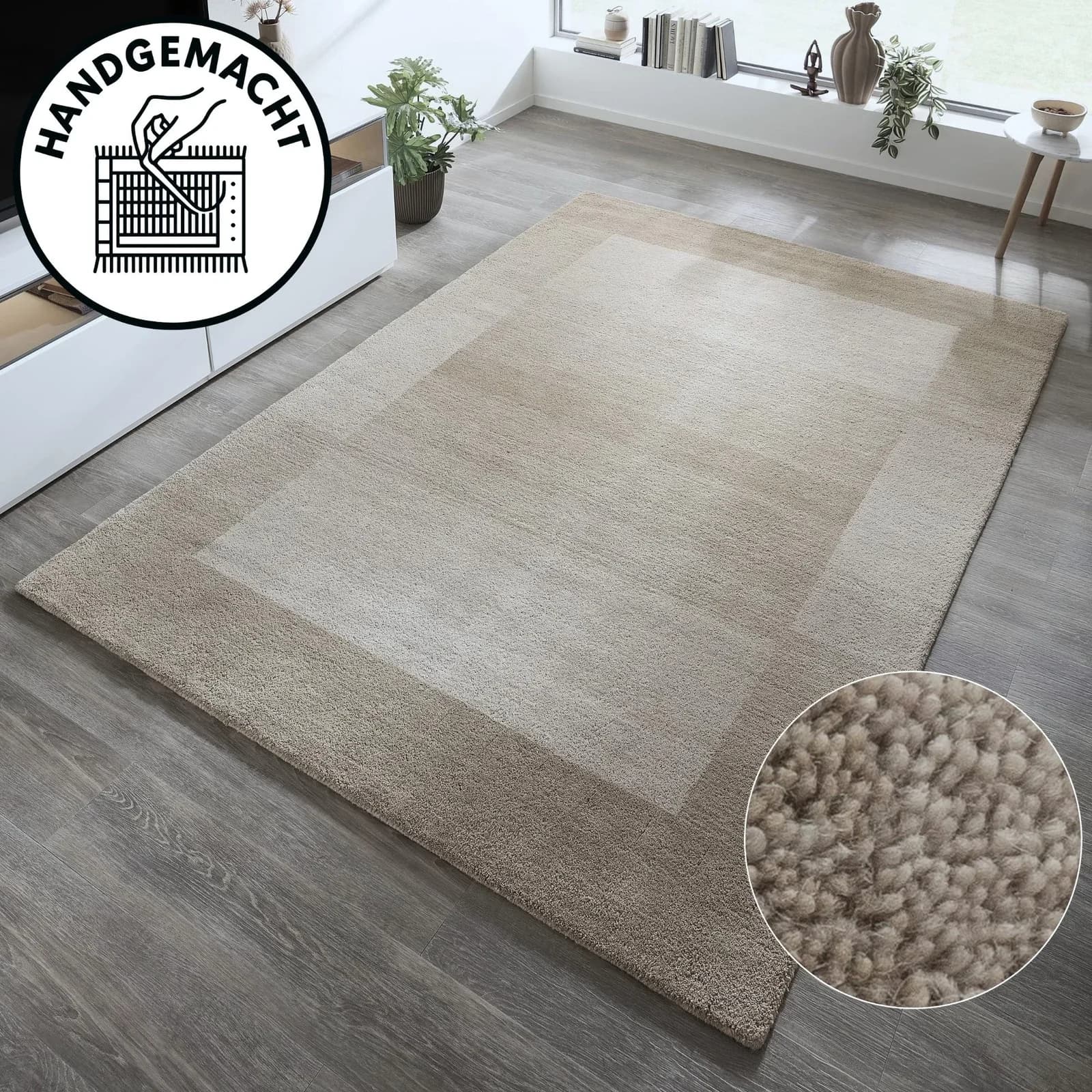 Theko Gabbeh Super Wollteppich Handgewebt Beige