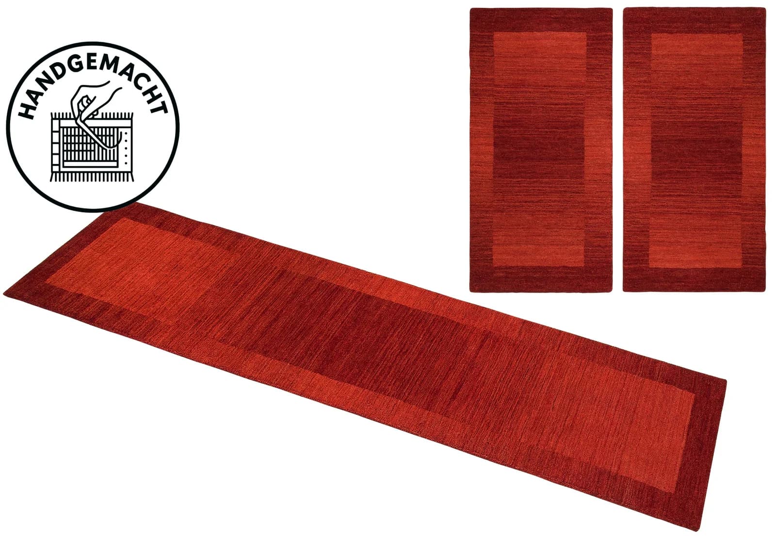 THEKO Gabbeh Super Bettumrandung Rot Handgewebt 100% Wolle