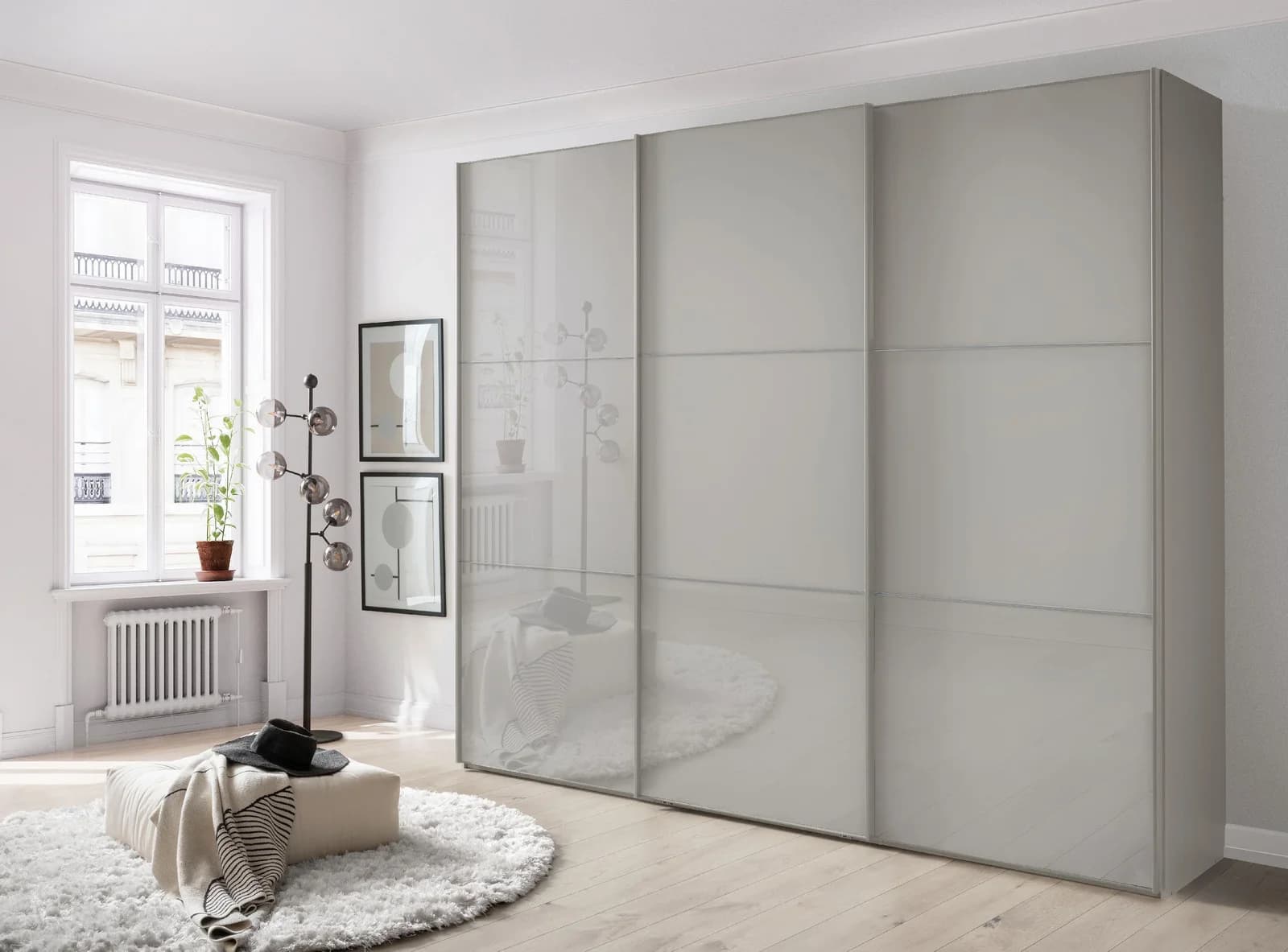 Rolf Weber Kleiderschrank WEEZE Grau Glasfront 3-türig