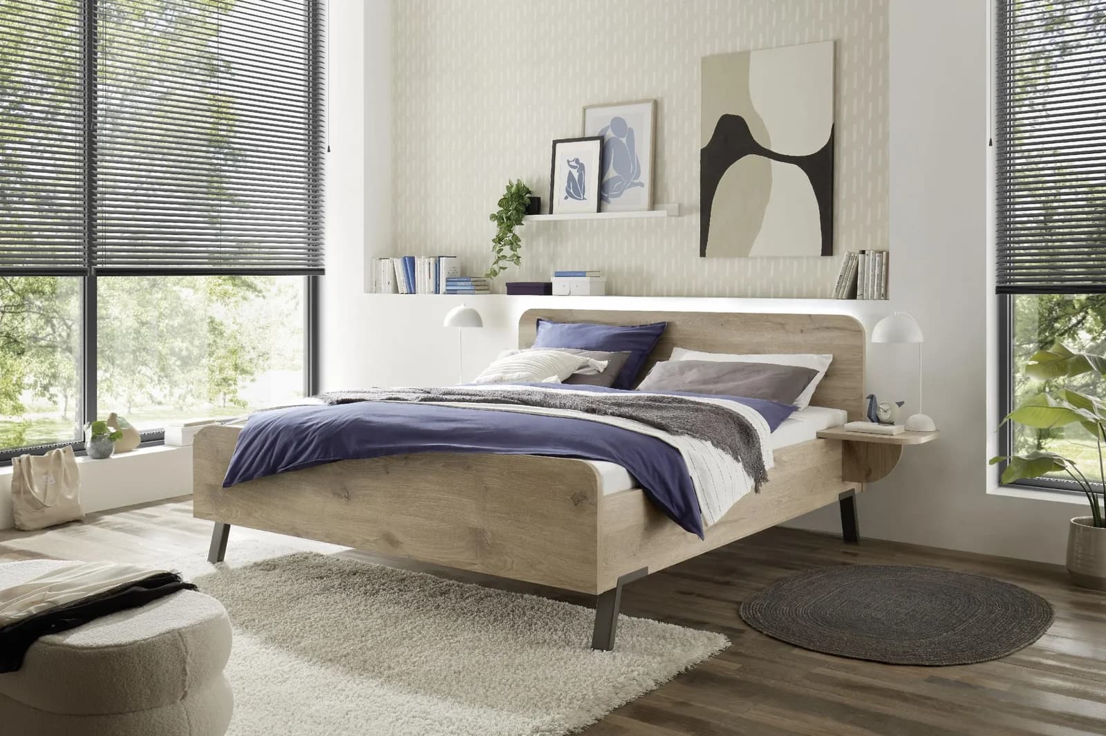 Futonbett SANSIBAR VILBERGEN Braun Nordic Eiche Dekor mit LED-Beleuchtung