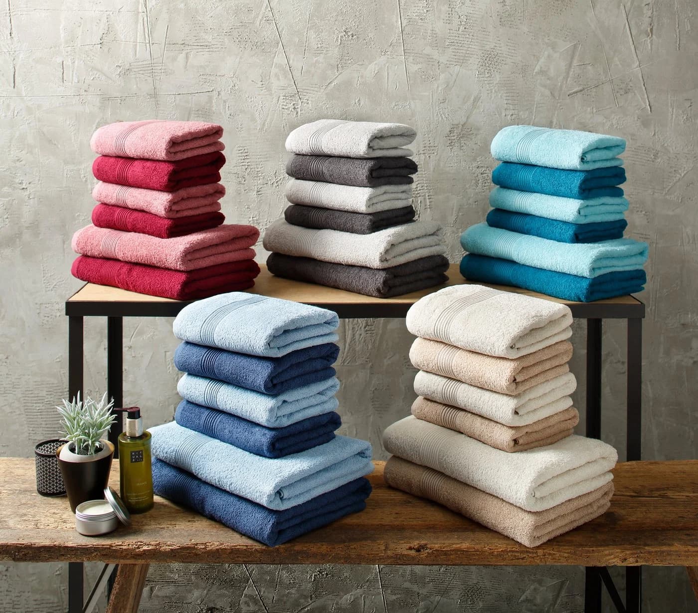 OTTO home Handtuch Set Anna 6-tlg. Grau Walkfrottee