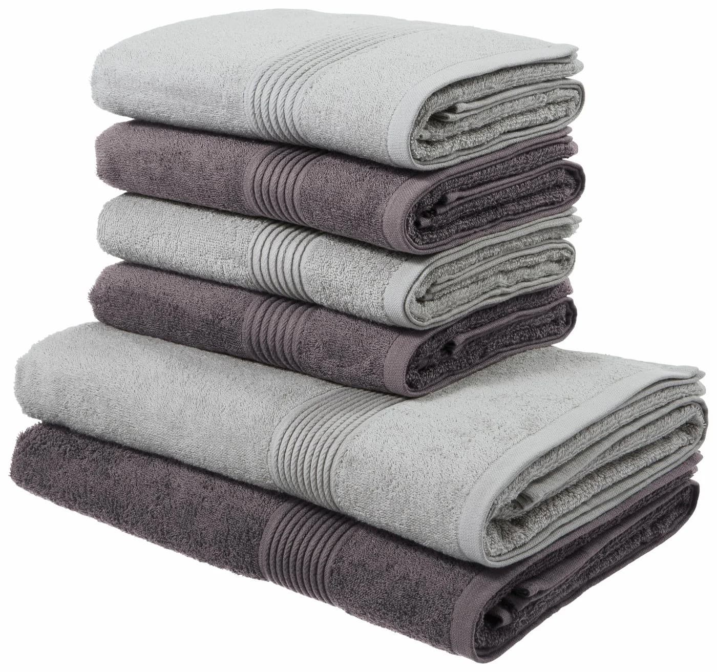 OTTO home Handtuch Set Anna 6-tlg. Grau Walkfrottee - Bild 2
